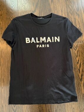 Balmain Black Tee w/ silver logo